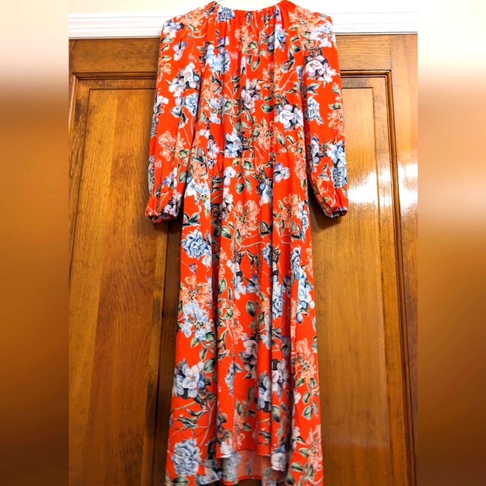 Women's red flower print dress